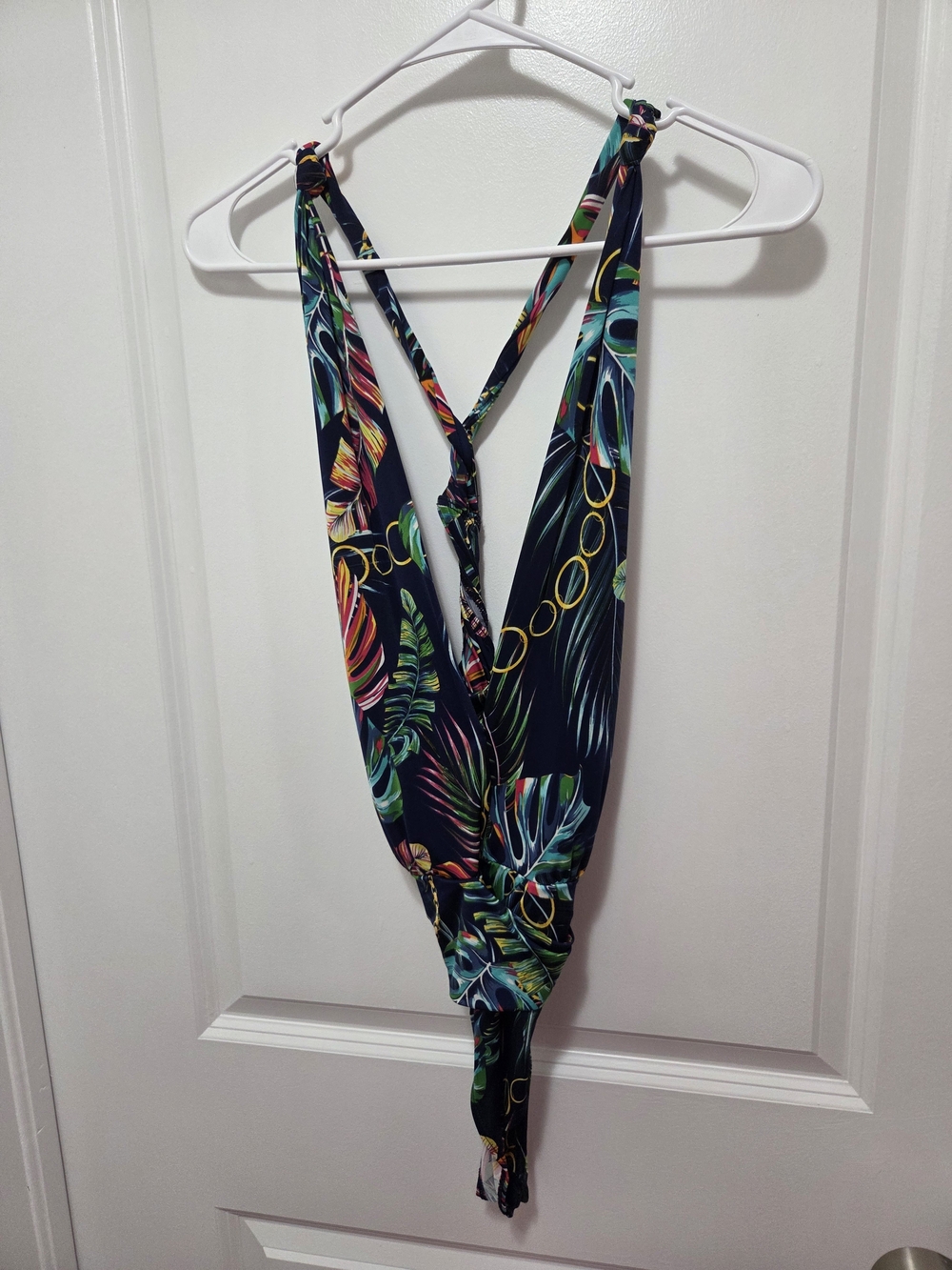 Fashion Nova Navy Tropical Print Scarf Wrap